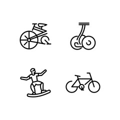 Modern and future vehicles - line design style icons set.