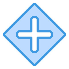 Obraz premium Crossroad icon in blue line style, use for website mobile app presentation