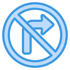 Turn right icon in blue line style, use for website mobile app presentation