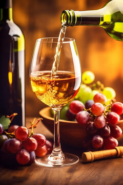 alcohol grape beverage food glass wine background bottle drink alcoholic winery. Generative AI.