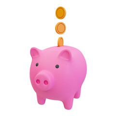 3d minimal money-saving concept. money depositing. money investment. financial planning. future investment. piggy bank with dollar coins. 3d illustration.