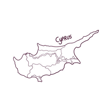 Hand Drawn Doodle Map Of Cyprus. Vector Illustration
