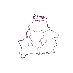 Hand Drawn Doodle Map Of Belarus. Vector Illustration