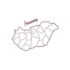 Hand Drawn Doodle Map Of Hungary. Vector Illustration