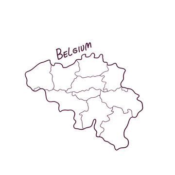 Hand Drawn Doodle Map Of Belgium. Vector Illustration