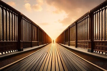 railway bridge at sunset