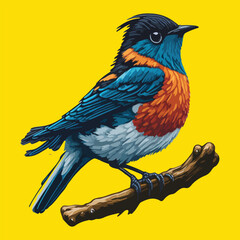 Colorful awesome bird stickers - obrazy, fototapety, plakaty