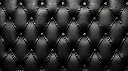 horizontal elegant black leather texture with buttons Generative AI