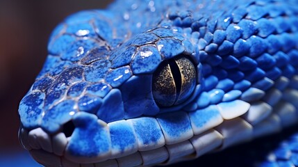 Blue viper snake closeup face Generative AI