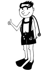 Cute illustration of Scuba Boy
