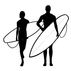 Silhouette of  Surfer Couple