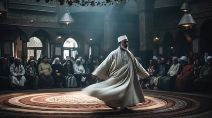 A mesmerizing Whirling Dervish performance. Generative AI. 