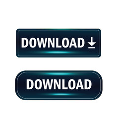 download button icons, blue 3d glossy download button icons