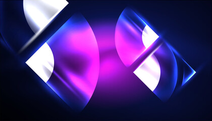 Abstract background vector neon glowing geometric elements. Hi-tech design for wallpaper, banner, background, landing page, wall art, invitation, prints, posters