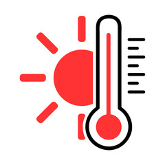 Hot icon vector. Temperature illustration sign. Thermometer symbol. Summer logo.