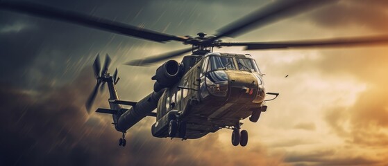 Naklejka na ściany i meble Military helicopter. Generative AI