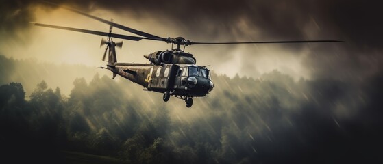 Fototapeta na wymiar Military helicopter. Generative AI