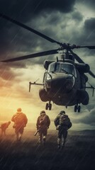 Military helicopter. Generative AI