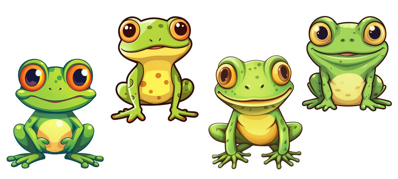 Cute frog stickers. Generative AI