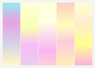 Vector colorful gradient collection. Holographic Background.