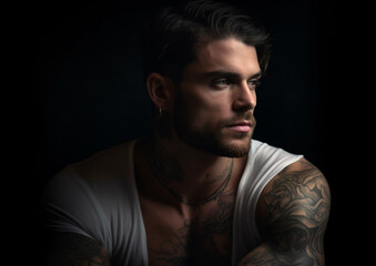 Obraz premium handsome male posing with Generative AI