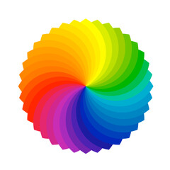 Color theory. Circular color scheme with warm and cold colors. Vector illustration of a color