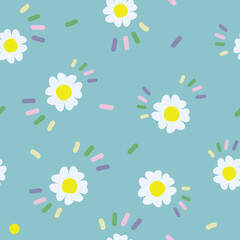 Vector seamless summer floral pattern with daisies 