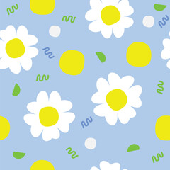 Vector seamless summer floral pattern with daisies 