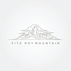 fitz roy mountain line art logo vector symbol illustration design, mountain scenic vector design