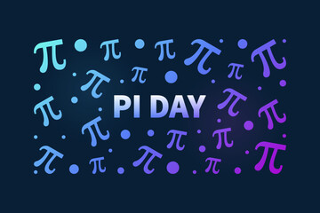 Pi Day on March 14th vector horizontal colored banner. Math concept illustration