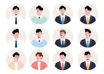 Business man, man face icon illustration vector collection