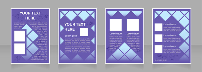Promotional blank brochure layout design. Brand recognition. Vertical poster template set with empty copy space for text. Premade corporate reports collection. Editable flyer paper pages