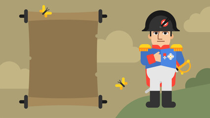 Illustration Napoleon Bonaparte and empty scroll