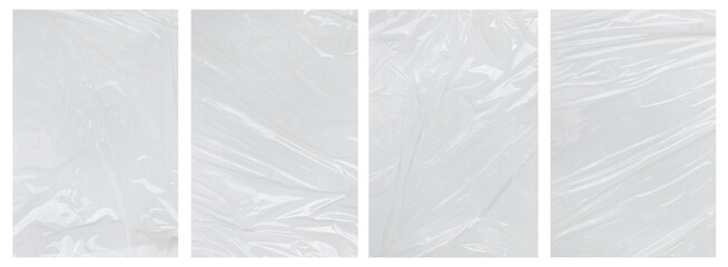 Collection transparant wrinkled plastic, plastic or polyethylene bag texture