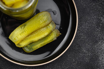 cucumber slice pickled salad vegetable food meal snack on the table copy space food background rustic top view