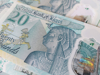Egypt's new polymer 20 Egyptian pound banknote with Cleopatra’s statue along with the pharaonic...