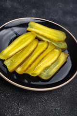 cucumber slice pickled salad vegetable food meal snack on the table copy space food background rustic top view