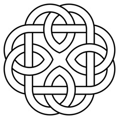 Unendlichkeitsknoten Kontur in Schwarz. Keltisches Symbol.
Symbolisiert die Unendlichkeit des Lebens, die Wiedergeburt der Seele und den manchmal beschwerlichen und verworrenen Weg in dieser Welt.