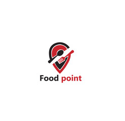 food point illustration logo the concept of location and cutlery and twilight