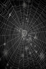 Obraz premium web spiders and spiders on a black chalk board background
