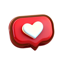 Red Love Button Icon Insta 3D Object