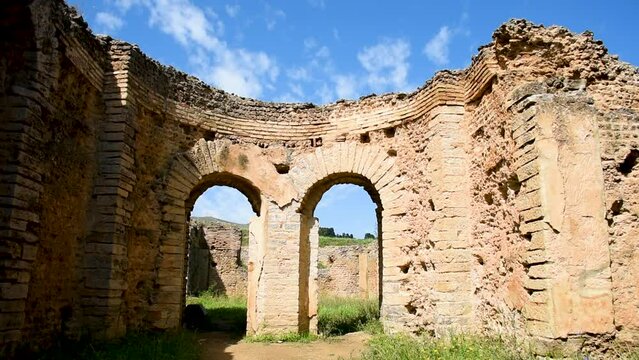 Roman arches in the ancient city of Cuicul. UNESCO world heritage site. Djemila, Setif, Algeria