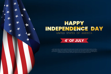 Happy 4th of July Independence Day dark blue background