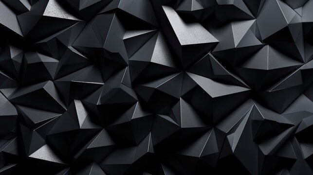Black triangular symmetrical abstract background made with Generative AI © Tebha Workspace