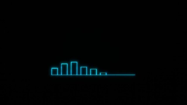Bar graph moving up. Positive growth, bar chart in blue. Business, financial figures, revenue, analyzing, growth, infographic, rising cash flow, financial report.