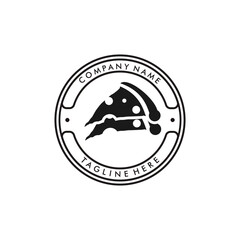 Obraz premium Pizza Slice for Vintage Rustic Retro Vintage Pizzeria Restaurant logo design