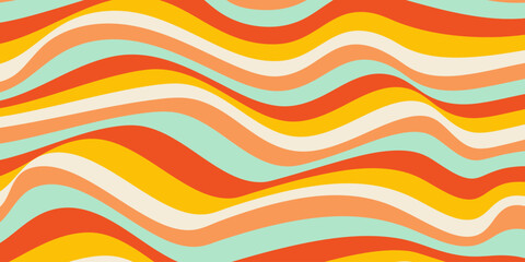Sychedelic groovy retro background with colorful waves. Vector illustration