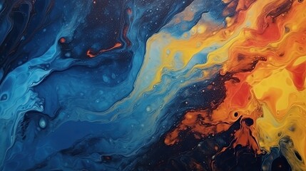 Naklejka premium Abstract painting of paint splashes and scratches on canvas made with Generative AI