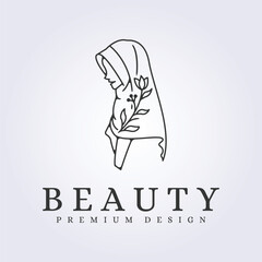 Simple hijab girl logo vector illustration design