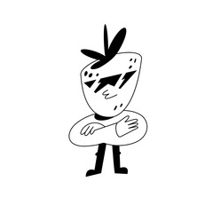 Vector illustration fruit character- strawberry with sunglasses. Sticker for print